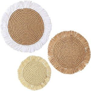 Raffia wall baskets decor